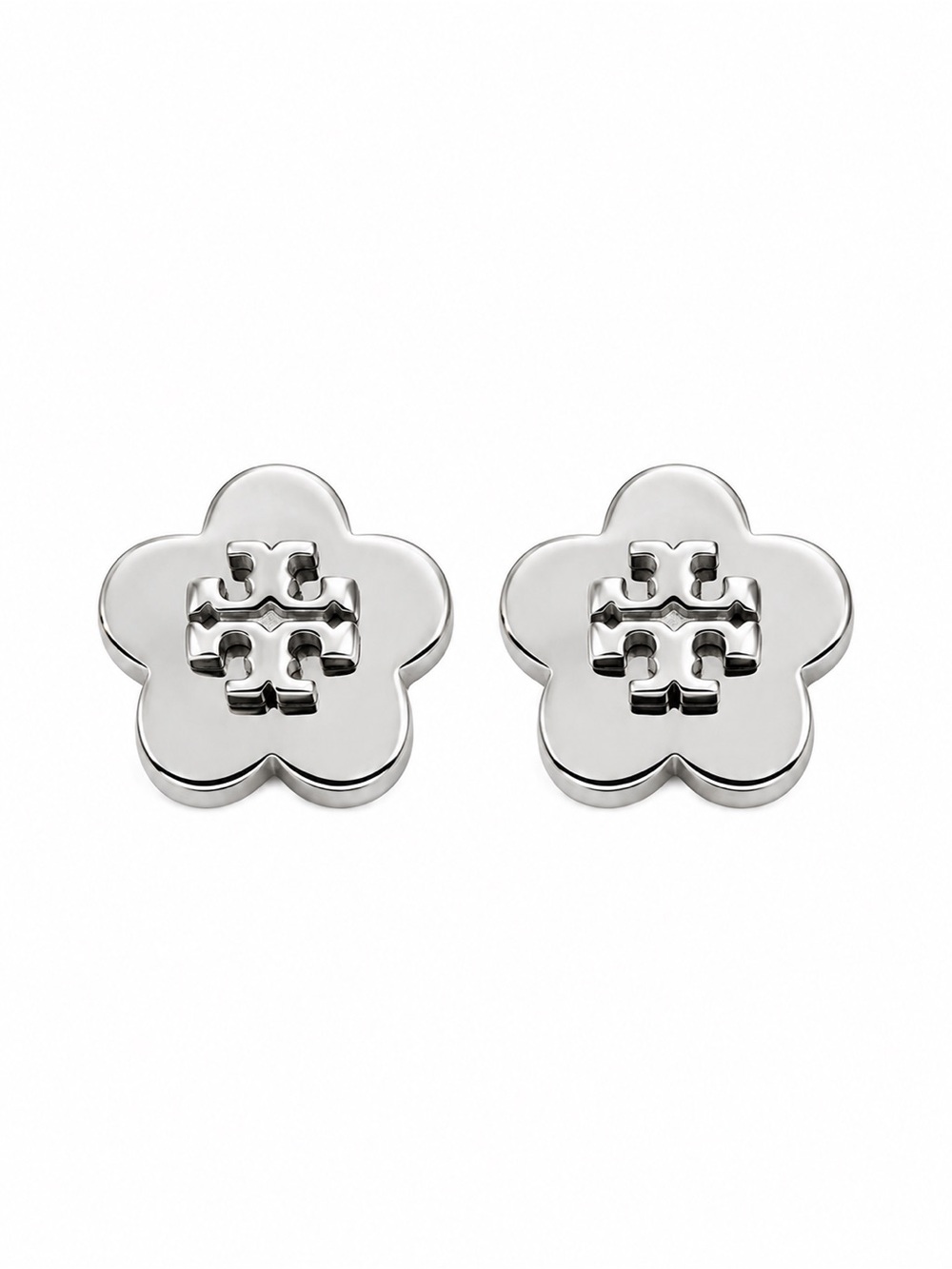 Tory Burch KIRA FLOWER STUD EARRING IN SILVER .